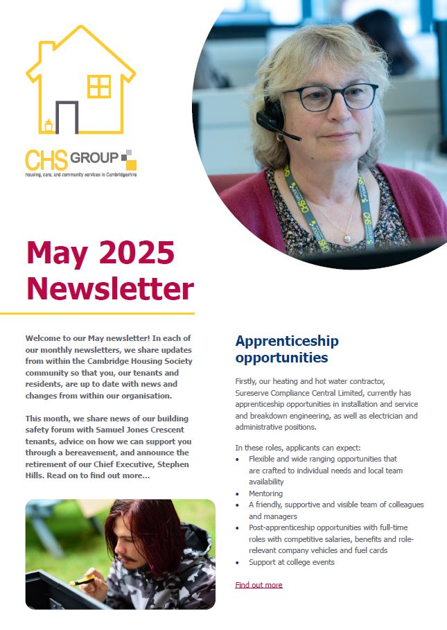 Front cover of CHS tenant newsletter May edition 2025