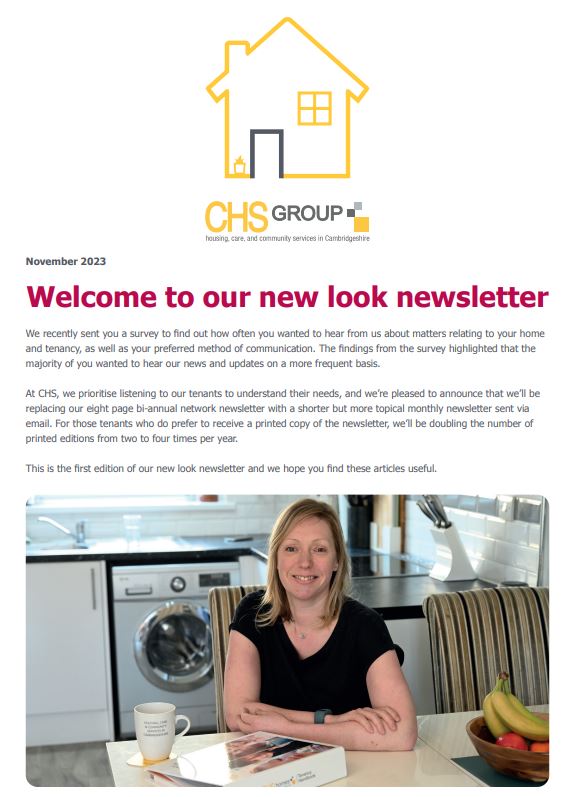Front cover of the November edition of the CHS monthly tenant newsletter
