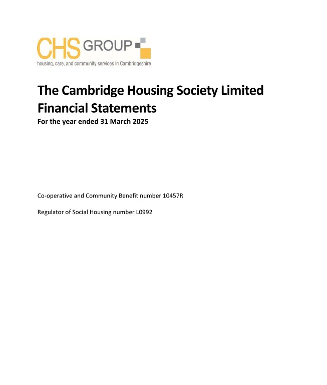 Front cover of the CHS financial statement report for year ended 31 March 2025